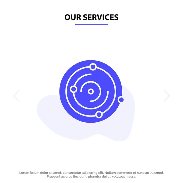 Nuestros Servicios Espacio, Universo, Médico, Salud Icono de Glifos Sólidos W — Vector de stock