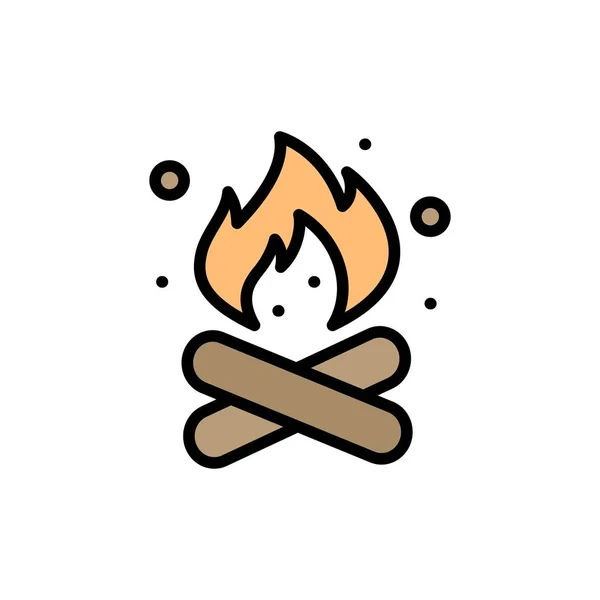 Campamento, Camping, Fuego, Caliente, Naturaleza Icono de color plano. Icono del vector b — Vector de stock