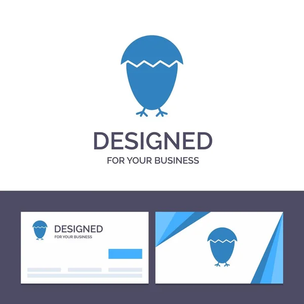 Δημιουργική επαγγελματική κάρτα και λογότυπο πρότυπο Bird, Πάσχα, αυγό, φαγητό — Διανυσματικό Αρχείο