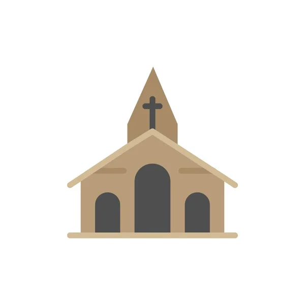 Κτίριο, Χριστούγεννα, εκκλησία, άνοιξη επίπεδη χρώμα Icon. Διάνυσμα ICO — Διανυσματικό Αρχείο