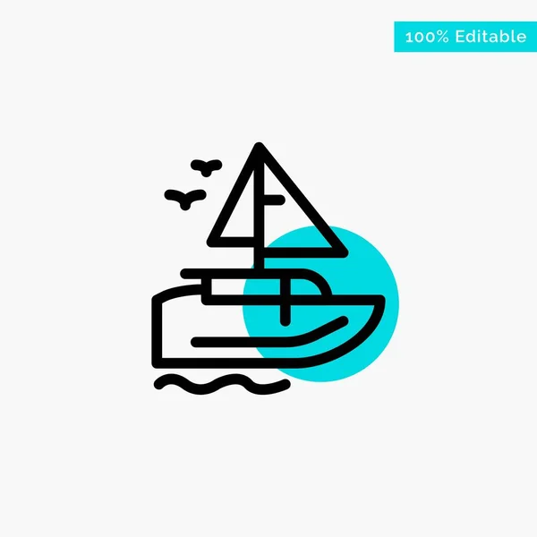 Boat, Ship, Transport, Vessel turquoise highlight circle point V — Stock Vector