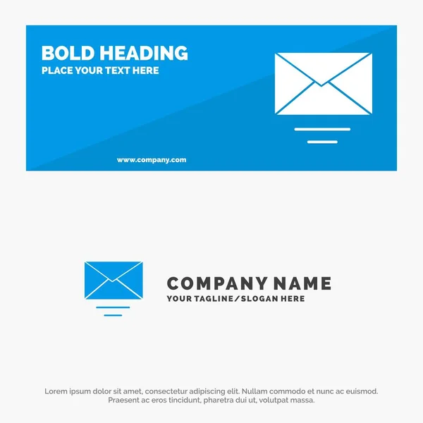 Courrier, courriel, texte SOlid Icon Website Banner and Business Logo Te — Image vectorielle