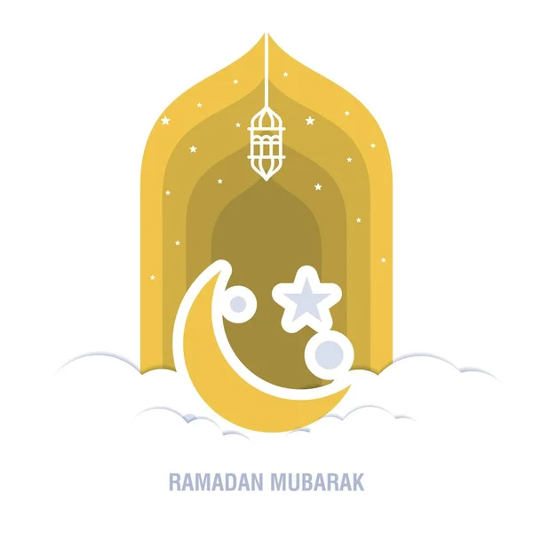 Ramadã Kareem projeto islâmico lua crescente e mesquita cúpula silh — Vetor de Stock