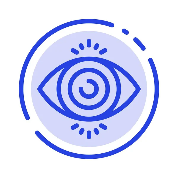 Eye test, keresés, tudomány kék pöttyös Vonalvonal ikon — Stock Vector