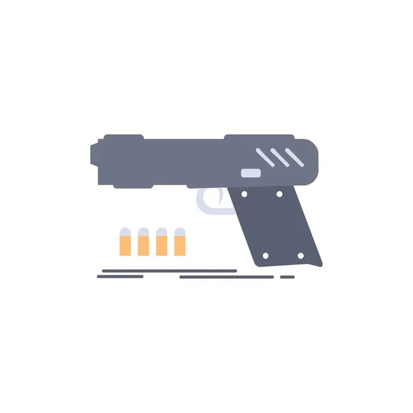 Pistola, pistola, pistola, tirador, arma de color plano icono Vector — Archivo Imágenes Vectoriales