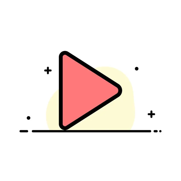 Play, video, twitter business flat line filled icon vektor bann — Stockvektor