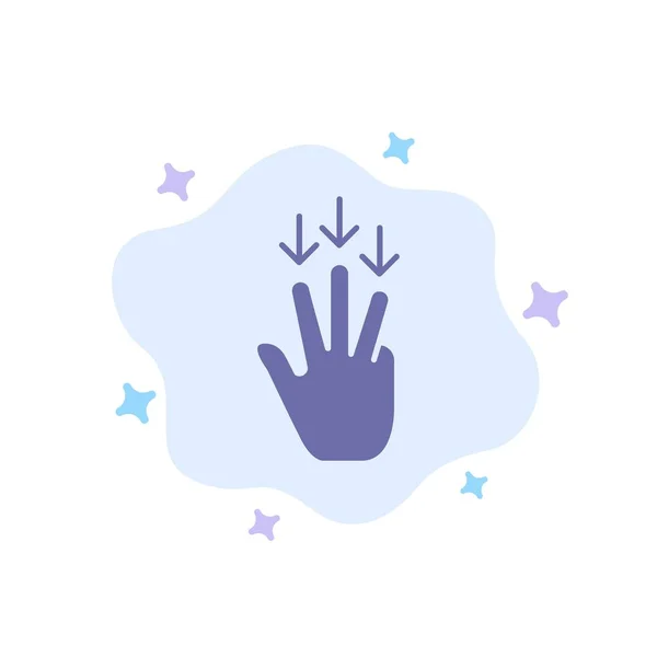 Finger, ner, pil, gester Blå ikon på abstrakt moln backgr — Stock vektor