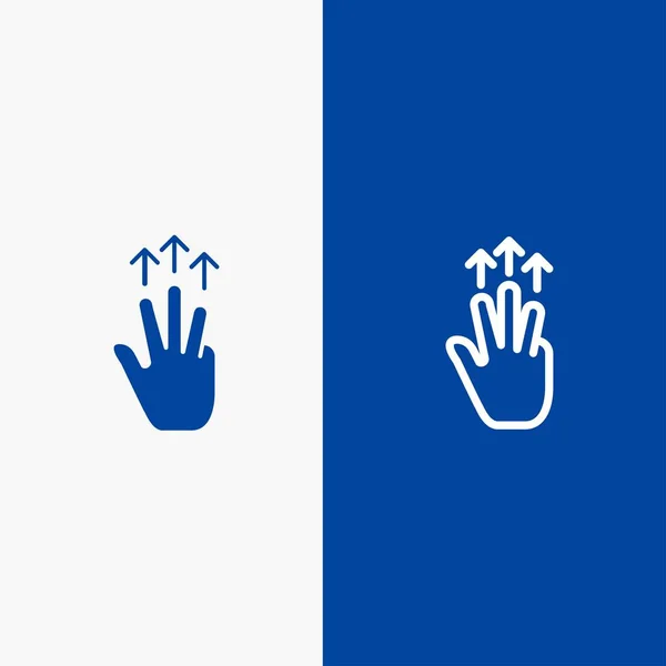 Χειρονομίες, Χέρι, Κινητό, Τρία δάχτυλα, Touch Line και Glyph Solid — Διανυσματικό Αρχείο