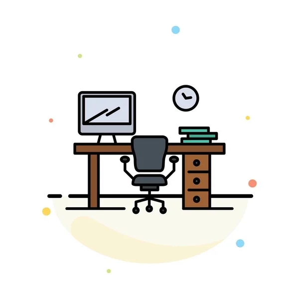 办公室, 空间, 椅子, 办公桌, 房间抽象平面颜色 Ico — 图库矢量图片