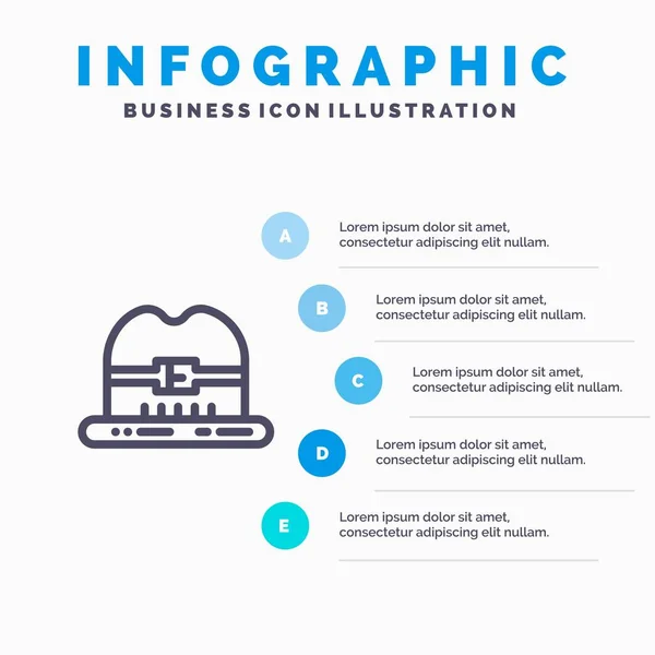 Cap, Hat, Canada Line icon with 5 steps presentation infographic — Stock Vector