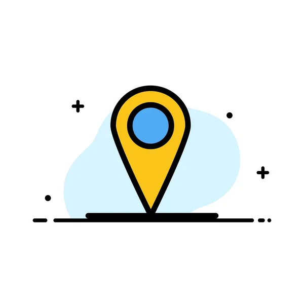 Ubicación, Mapa, Interfaz Business Flat Line Filled Icon Vector — Vector de stock