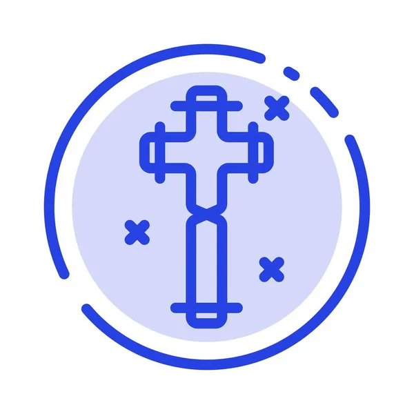 庆祝， 基督教， 十字架， 复活节蓝色点线图标 — 图库矢量图片