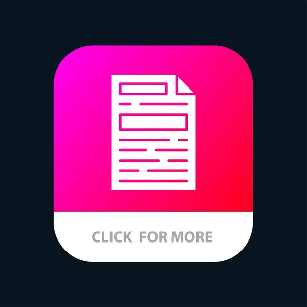 Кнопка File, Document, Design Mobile App. Android и IOS Glyph — стоковый вектор