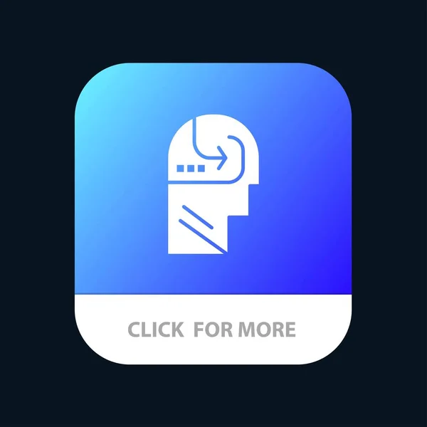 Nauka, Zręcznościowe, umysł, głowa przycisk aplikacji mobilnej. Android i iOS G — Wektor stockowy