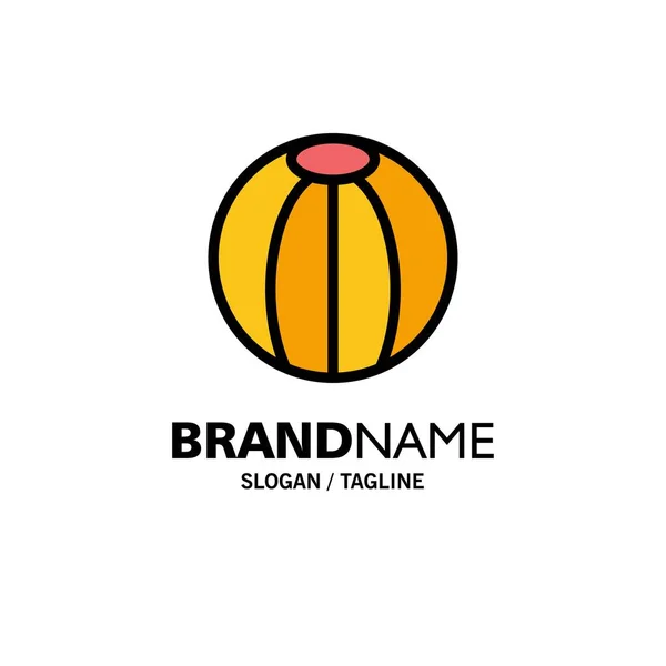 Plantilla de logotipo de negocio de juguete, bola, playa, bola de playa. Color plano — Vector de stock