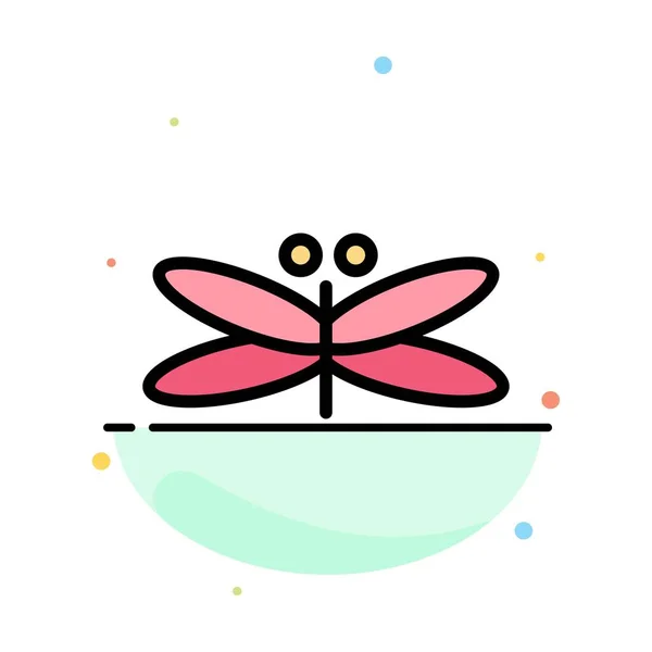 Drache, Libelle, Drachen, Fliege, Frühling abstrakte flache Farbe Symbol — Stockvektor