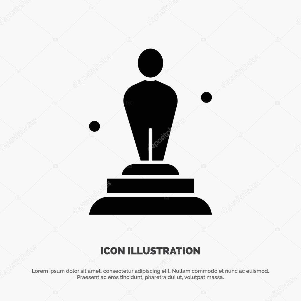 Academy, Award, Oscar, Statue, Trophy solid Glyph Icon vector