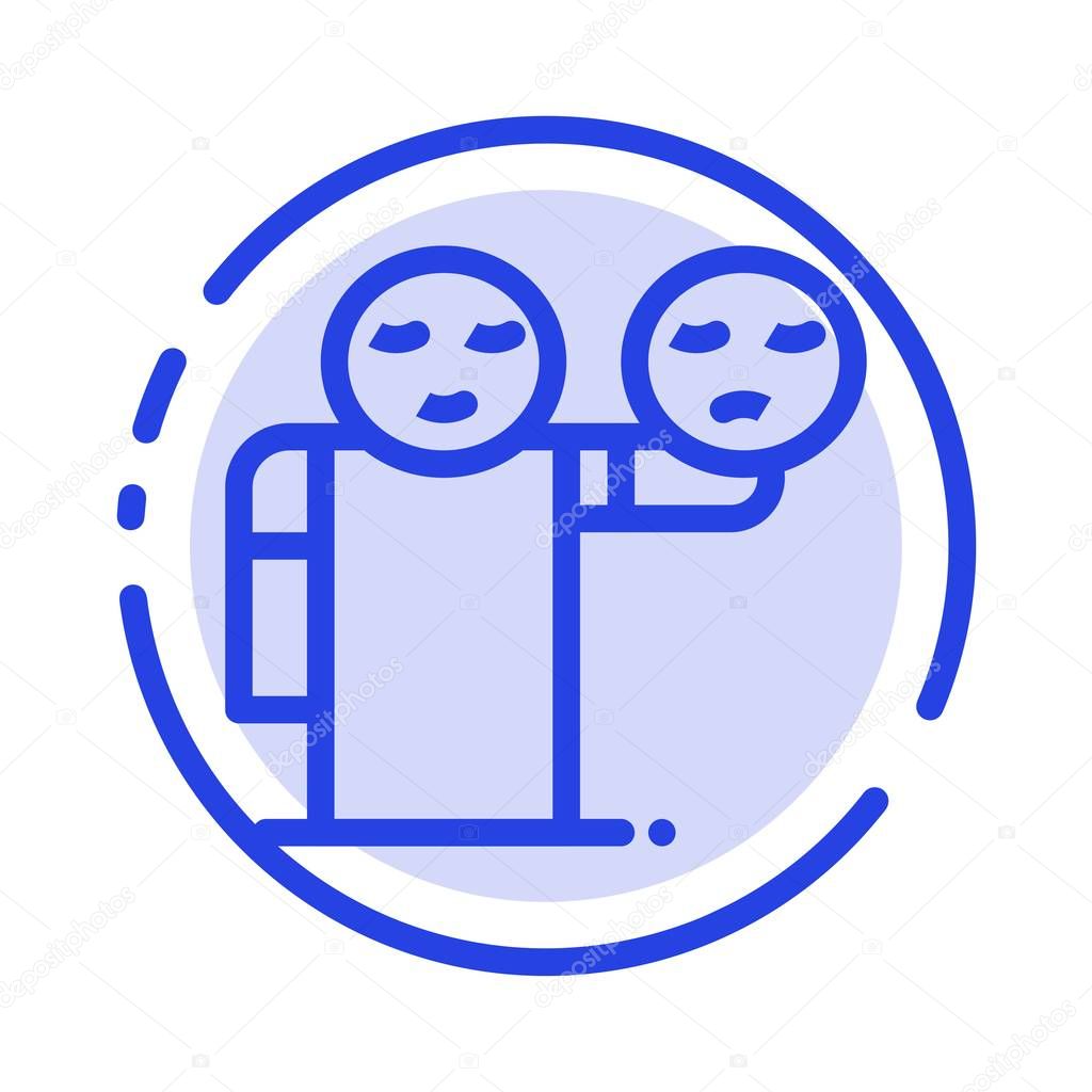 Man, Hand, Emojis, Healthcare Blue Dotted Line Line Icon