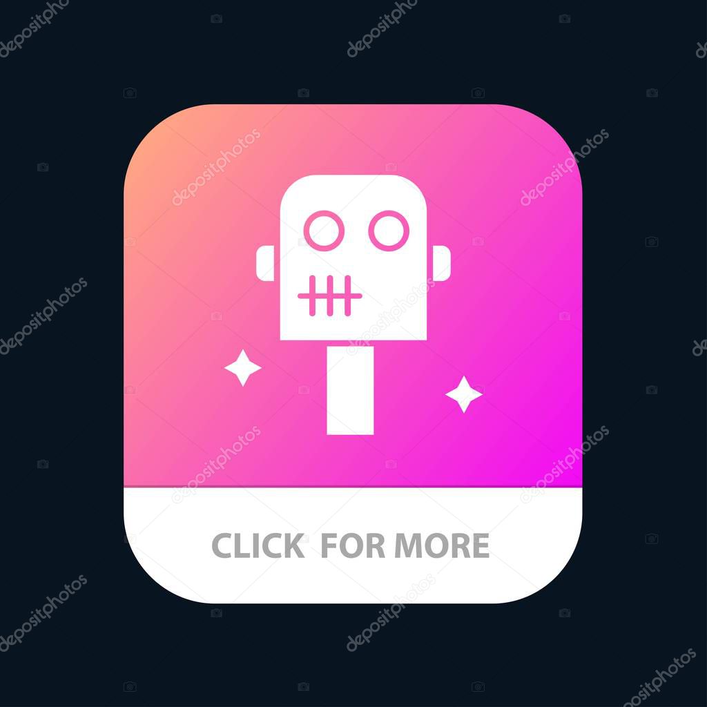 Space, Suit, Robot Mobile App Button. Android and IOS Glyph Vers
