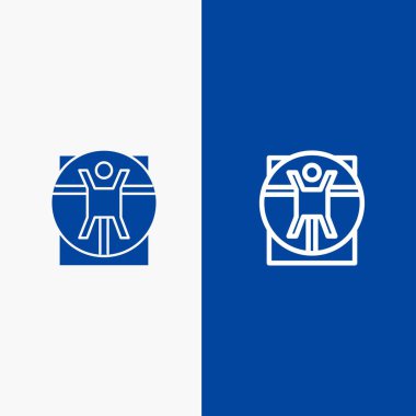 Vitruvian, Man, Tıp, Sahne Hattı ve Glyph Katı simgesi Mavi ba