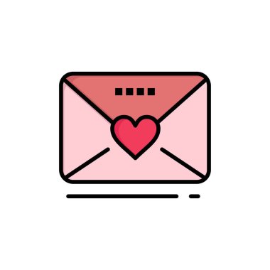 Sms, Aşk, Düğün, Kalp Düz Renk Simgesi. Vektör simgesi afiş T