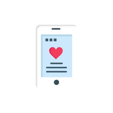 Cep, Aşk, Telefon, Düğün Düz Renk Simgesi. Vektör simgesi afiş 