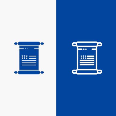 Kaydırma, Metin, Amerikan, Usa Line ve Glyph Solid simgesi Mavi banne