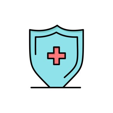 Hastane, Imza, Board, kalkan düz renk simgesi. Vektör simgesi Bann