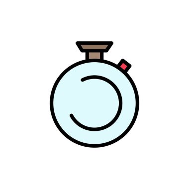 Pusula, Saat, Kronometre, Zamanlayıcı, Düz Renk Simgesi izle. Vektör