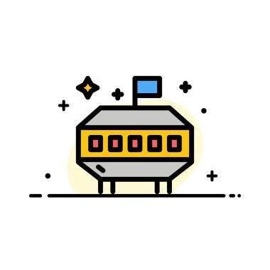 Astronomi, Uzay, Ufo İş Düz Hat Dolu Simge Vektör Yasağı