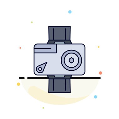 kamera, aksiyon, dijital, video, fotoğraf Düz Renk Simge Vektör