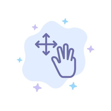 Üç, Parmak, Jestler, Soyut Bulut Backgr Mavi Simge tutun