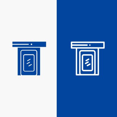 Yağmurlu, Bulut, Kapı, Ev Hattı ve Glyph Katı simgesi Mavi afiş L