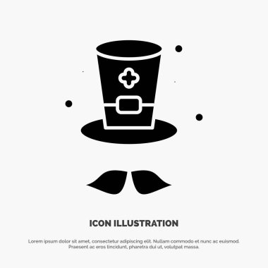 Hat, Cap, İrlanda katı Glyph Icon vektör