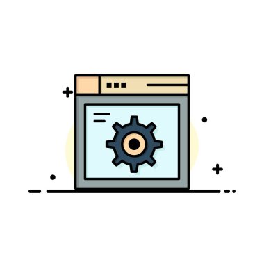 Web, Ayar, Dişli, İnternet İş Düz Hat Dolu Simge Vec