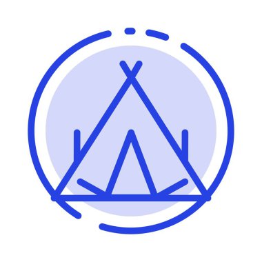 Kamp, Çadır, Wigwam, Bahar Mavi Noktalı Çizgi Simgesi