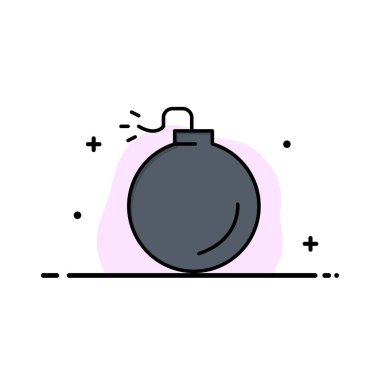 Bomba, Patlayıcı, Patlama İş Düz Hat Dolu Simge Vecto