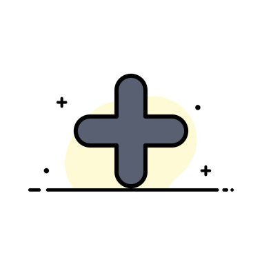 Ekle, Yeni, Artı, Sign Business Flat Line Dolu Simge Vektör Bann