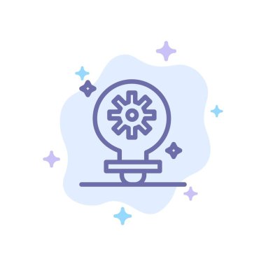 Ampul, Işık, Ayar, Soyut Bulut Backgroun Üzerinde Dişli Mavi Simge