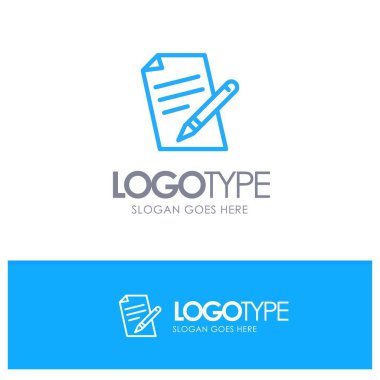 Dosya, Eğitim, Kalem, Kalem Mavi anahat Logo ta için yer ile