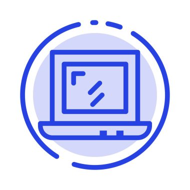 Web, Tasarım, Laptop Mavi Noktalı Çizgi Hattı Simgesi