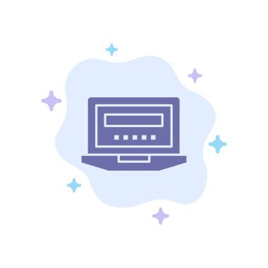 Dizüstü Bilgisayar, Bilgisayar, Donanım, Eğitim Mavi Simge Soyut Clou üzerinde