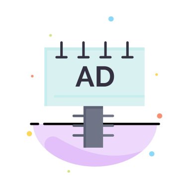 Reklam, pano, reklam, tabela soyut düz renk simge Templ