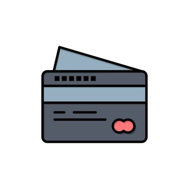 kart, kredi, ödeme, düz renk simgesi ödeyin. Vektör simgesi afiş 