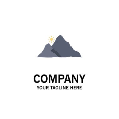 dağ, manzara, tepe, doğa, güneş Düz Renk Simge Vektör