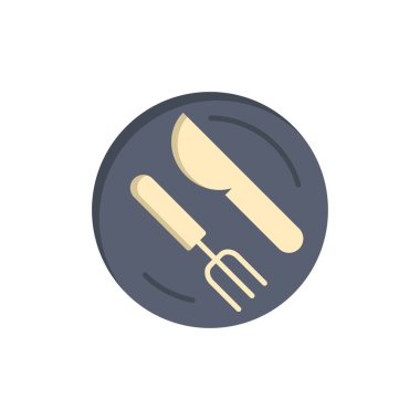 Öğle yemeği, çanak, kaşık, bıçak düz renk simgesi. Vektör simgesi afiş T