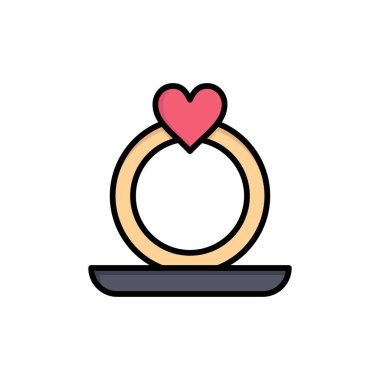 Yüzük, Kalp, Teklif Rengi Simgesi. Vektör simgesi Templ