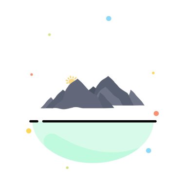 dağ, manzara, tepe, doğa, sahne Düz Renk Simge Vektör