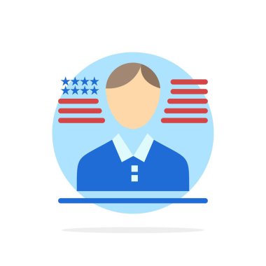 Man, Amerikan, Bayrak Soyut Daire Arka Plan Düz renk Simgesi