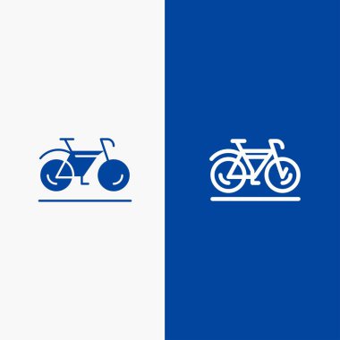 Bisiklet, Hareket, Yürüyüş, Spor Hattı ve Glyph Katı simgesi Mavi ba